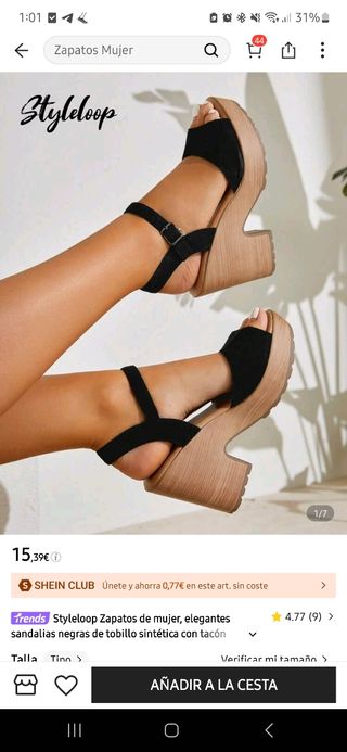 Sandalias negras tacón bajo