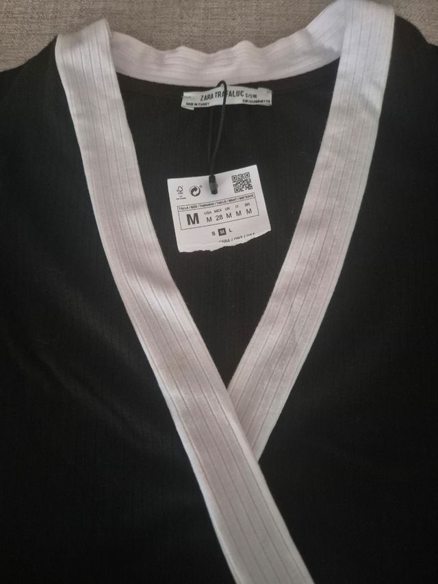 Top Zara Trafaluc bianco e nero - M