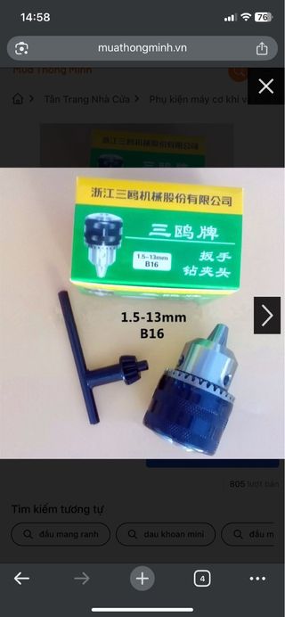 Mandril 1.5-13mm B16 - Perforadora