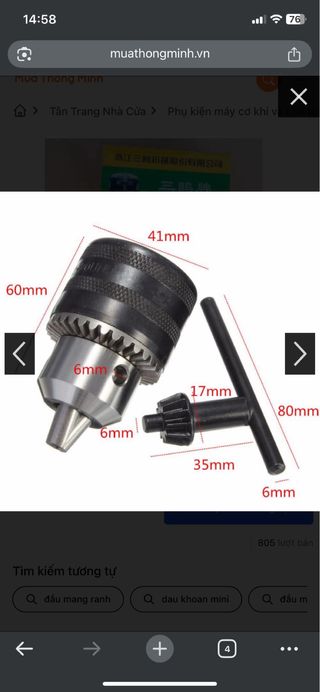 Mandril 1.5-13mm B16 - Perforadora