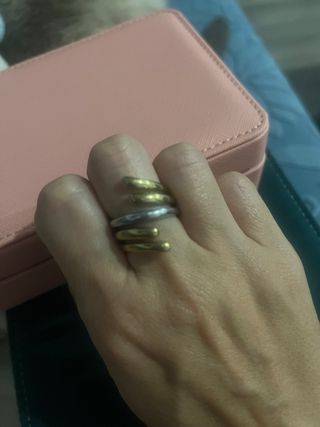 Anillo acero inoxidable dorado y plateado