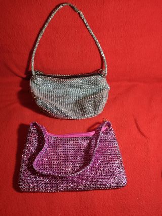 012 Minibolso brillantes: rosa y plata