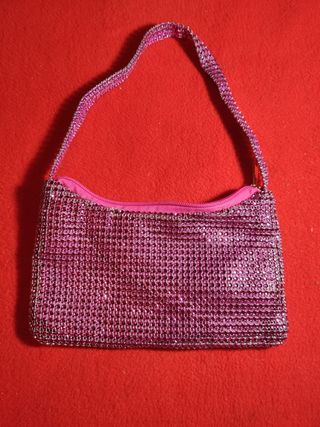 012 Minibolso brillantes: rosa y plata