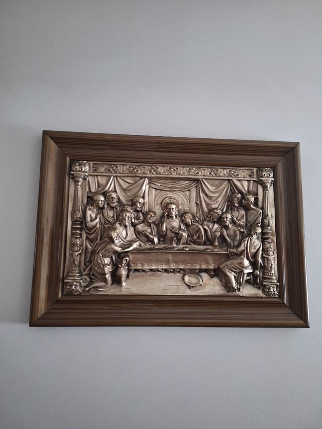Cuadro Última Cena vintage relieve metal