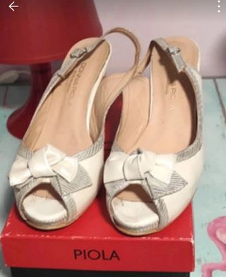 Zapatos Piola Plata-Blanco