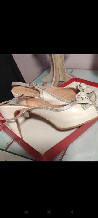Zapatos Piola Plata-Blanco