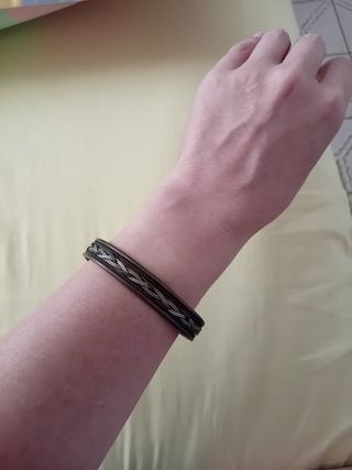 Bracciale rigido in rame anni 80 con intrecci