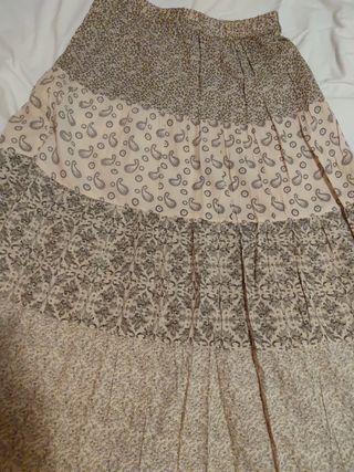 Falda larga beige y marrón - Talla M