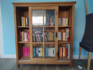Libreria legno vetro ante scorr.