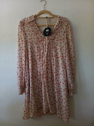 Blusón beige estampado floral - T38 NUEVO