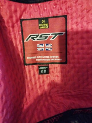 Chaqueta moto RST cuero negra roja