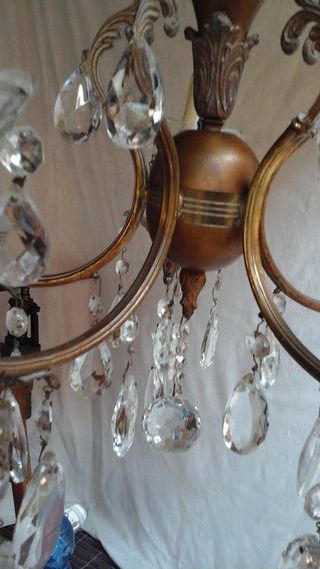 Lampadario vintage anni '60 in metallo e cristallo