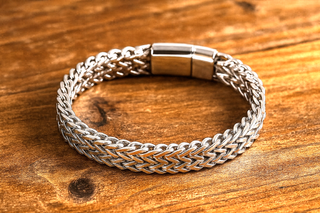 Brazalete acero inoxidable trenzado 21cm 
