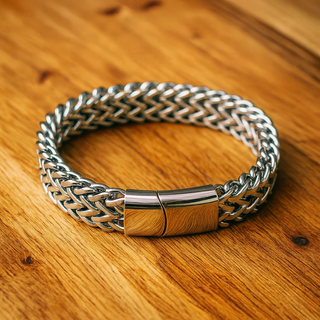 Brazalete acero inoxidable trenzado 21cm 