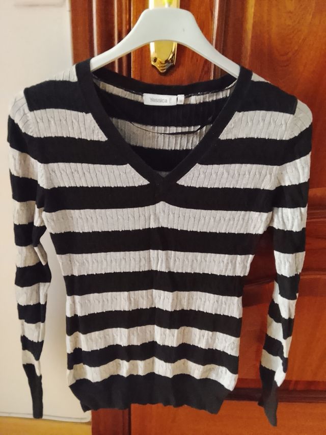 Jersey rayas Yessica negro-gris