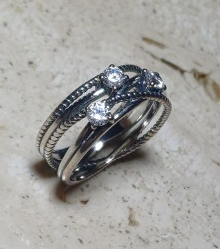 Anillo plata 3 circonitas