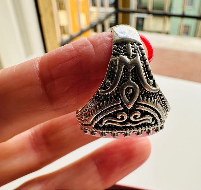 Anello pietra rosa | Argento