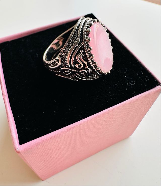 Anello pietra rosa | Argento