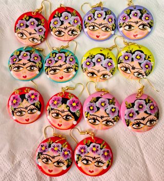 Pendientes Frida Kahlo artesanales