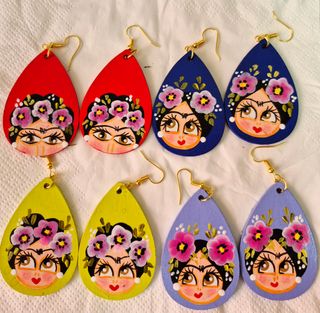 Pendientes Frida Kahlo artesanales