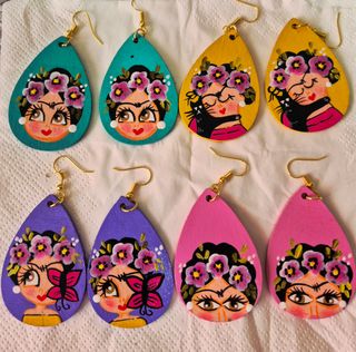 Pendientes Frida Kahlo artesanales