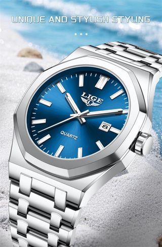Reloj LIGE Hombre Azul Plata