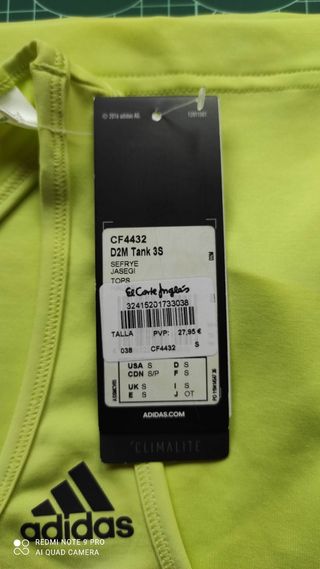 Top Adidas Climalite Talla S - Amarillo