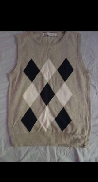 Chaleco gris con cuadros - M