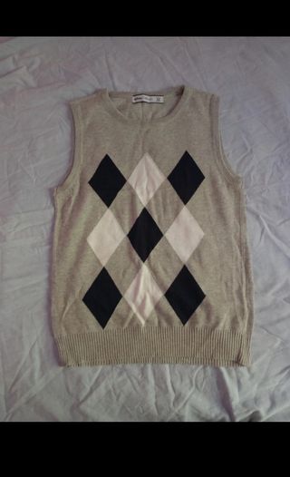 Chaleco gris con cuadros - M