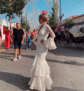 Traje Flamenca Blanco - Talla L