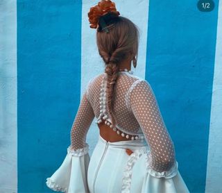 Traje Flamenca Blanco - Talla L