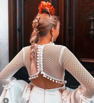 Traje Flamenca Blanco - Talla L