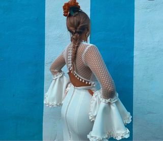 Traje Flamenca Blanco - Talla L