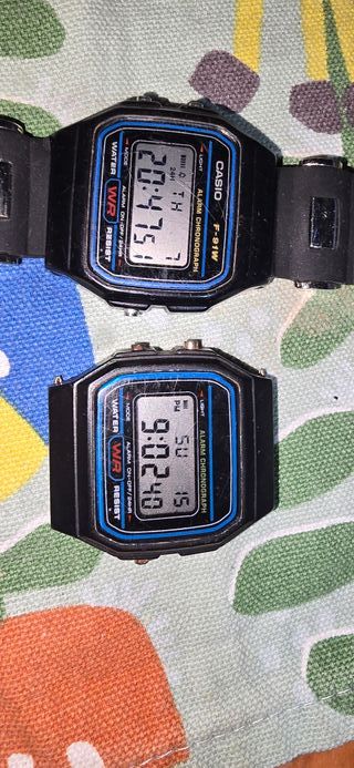 Relojes Casio A158WE plateado y F-91W