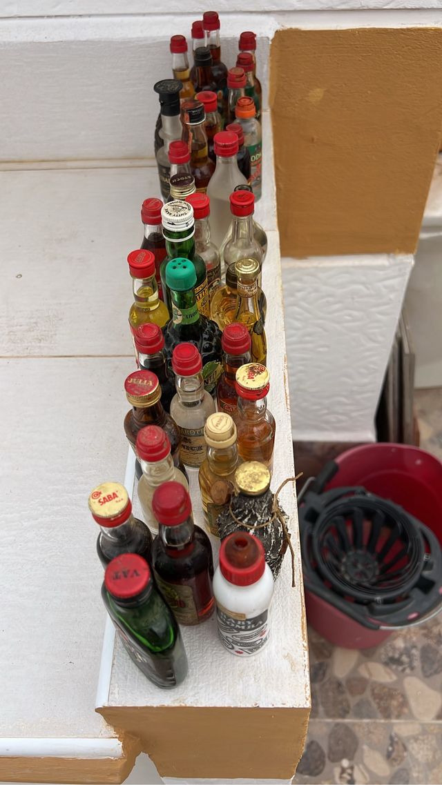 botella en miniatura antigua licores vacío