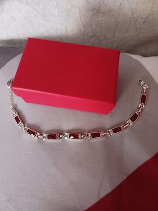 Pulsera plata 925 cristales rojos