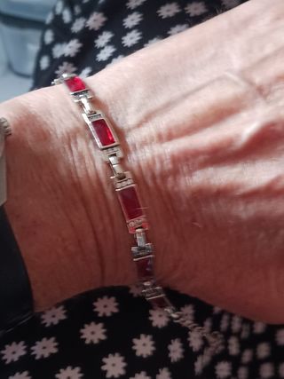 Pulsera plata 925 cristales rojos