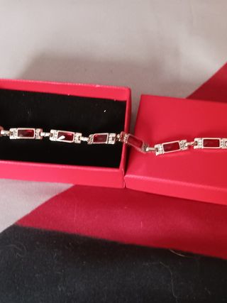 Pulsera plata 925 cristales rojos