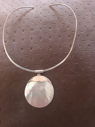 Gargantilla plata 925mm - colgante plata y nacar