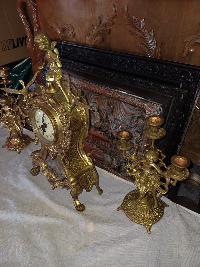 Reloj bronce candelabros