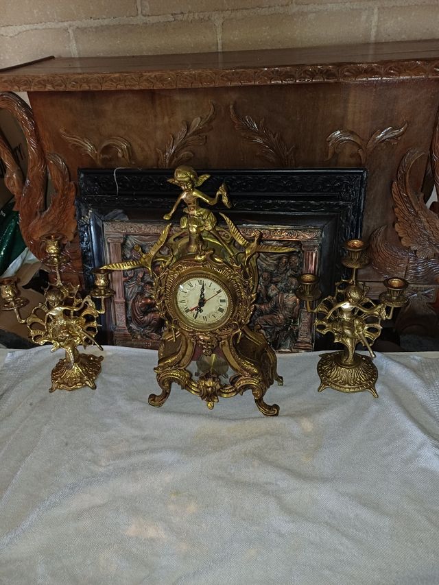 Reloj bronce candelabros