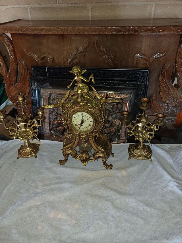 Reloj bronce candelabros