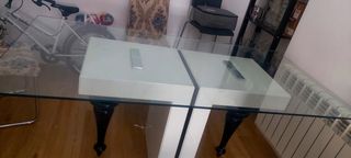 Mesa cristal moderna blanco-negro 180 x 90