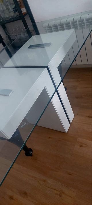 Mesa cristal moderna blanco-negro 180 x 90