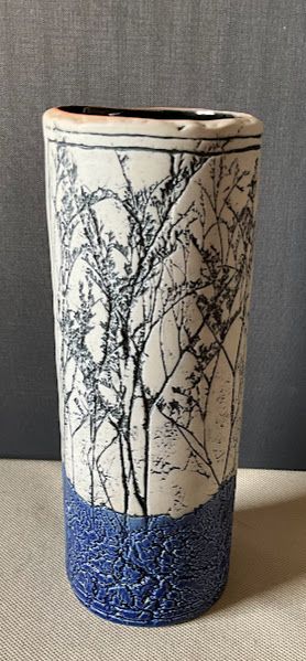 Vaso Ceramica Blu&Bianco Dipinto a Mano