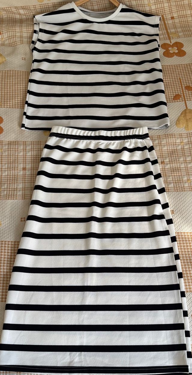 Conjunto rayas blanco-negro mujer