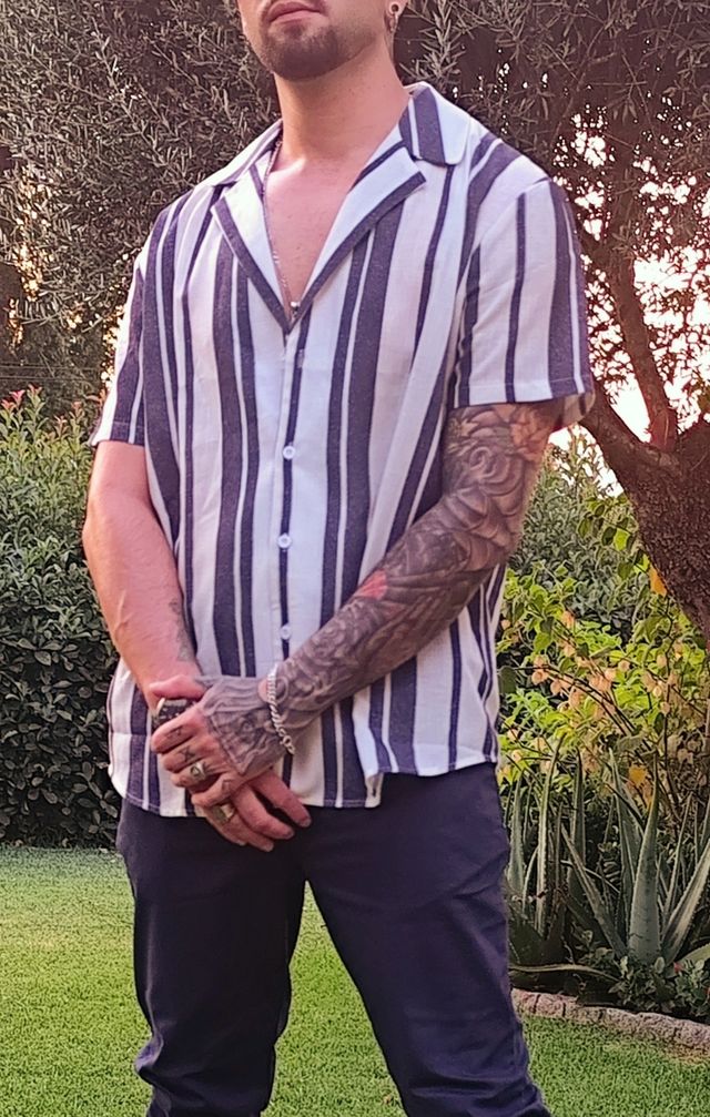 Camisa listrada manga curta - Tam L