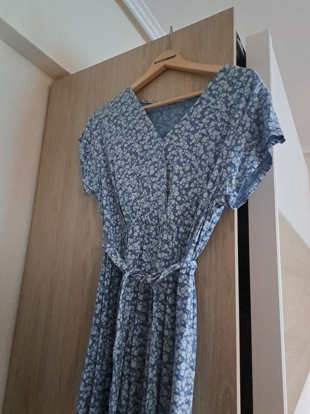 Vestido azul verano - cintura ajustada