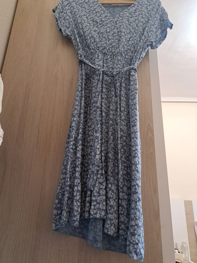 Vestido azul verano - cintura ajustada