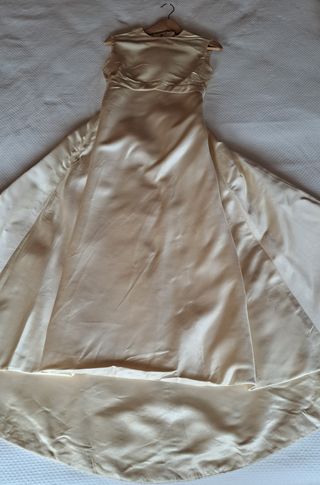 Vestido beige seda vintage